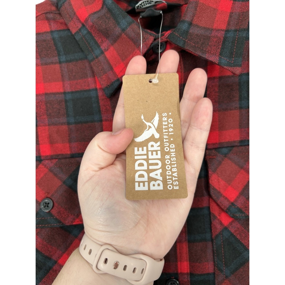 Eddie Bauer Excavation 3.0 Flannel Shirt Mens TM Medium Tall Red Plaid Button Up - Picture 4 of 11